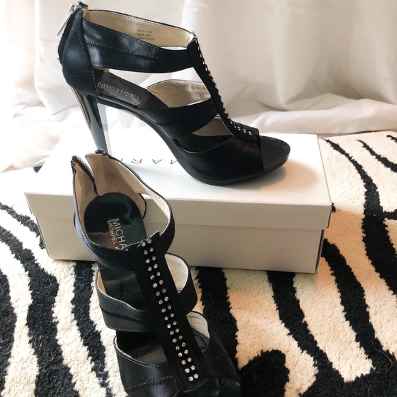 MICHAEL Michael Kors Shoes - Michael Kors 7.5 Satin Black Crystal 3” Heels
